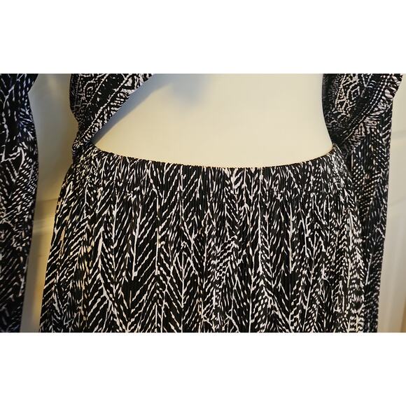 Matching Set Maxi Skirt and Button Up Top Womens Medium Petite Black White - Picture 13 of 16